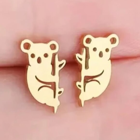Independent Jewelry - Gold Stainless Steel KOALA BEAR Stud Earrings